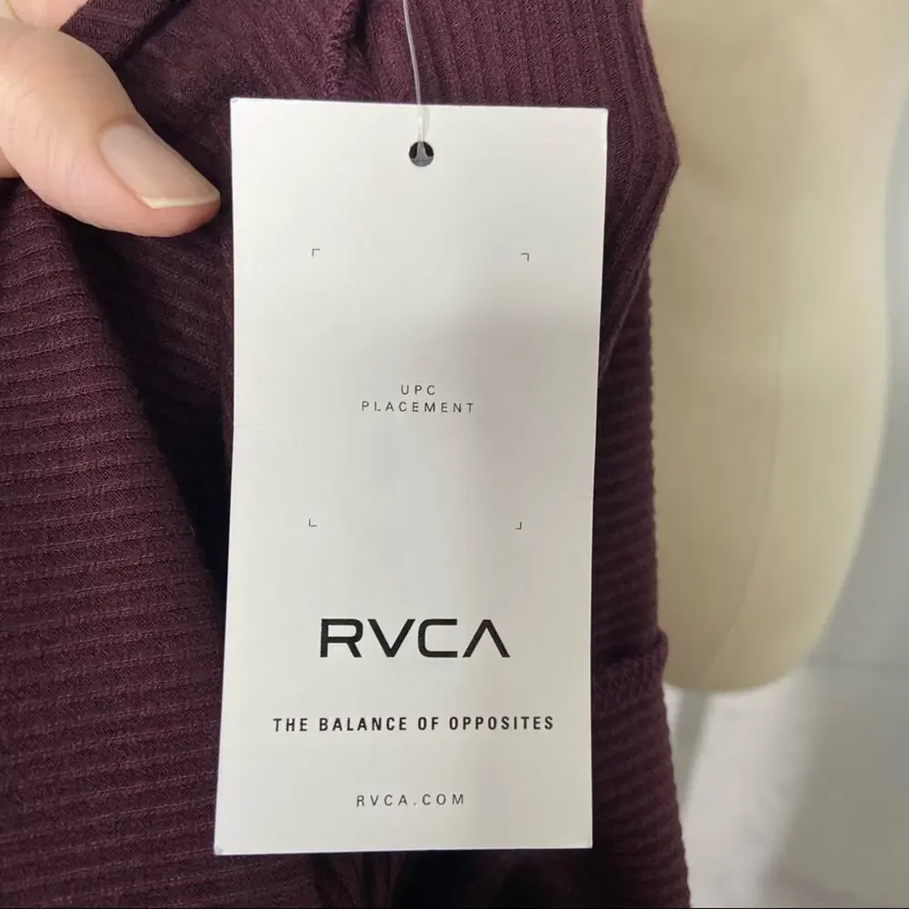 NWT RVCA Latte Back Cutout Dress Burgundy Bodycon High Neck Party Size L